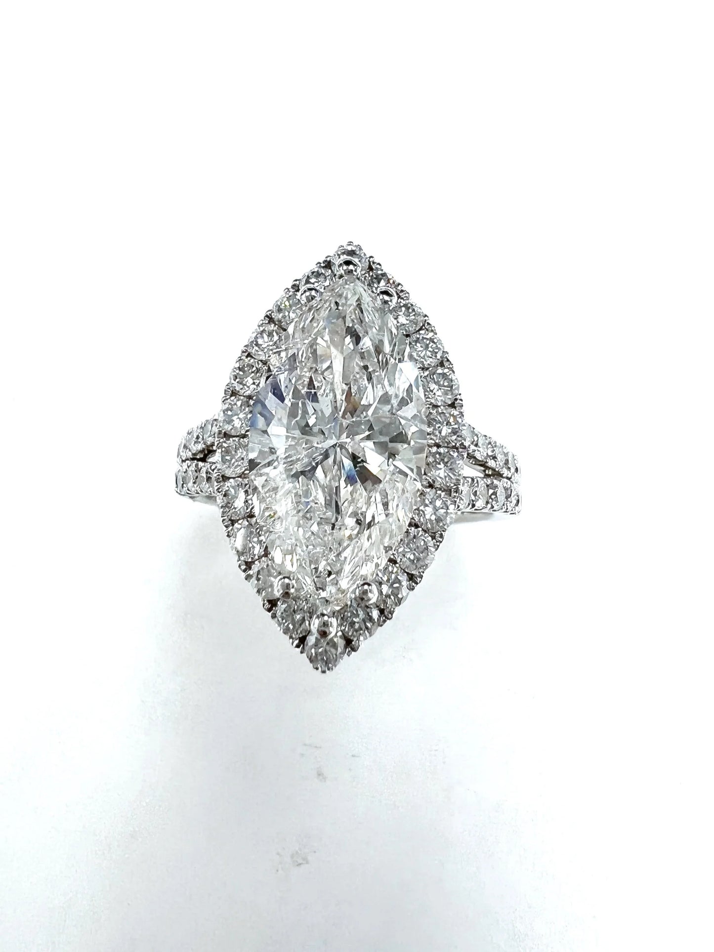 18k White Gold Marquis Natural Diamond Engagement Ring