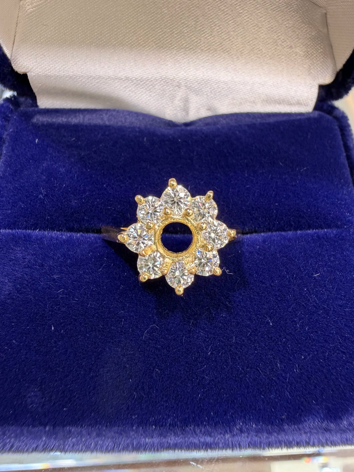 18k Yellow Gold Diamond Halo Engagement Ring