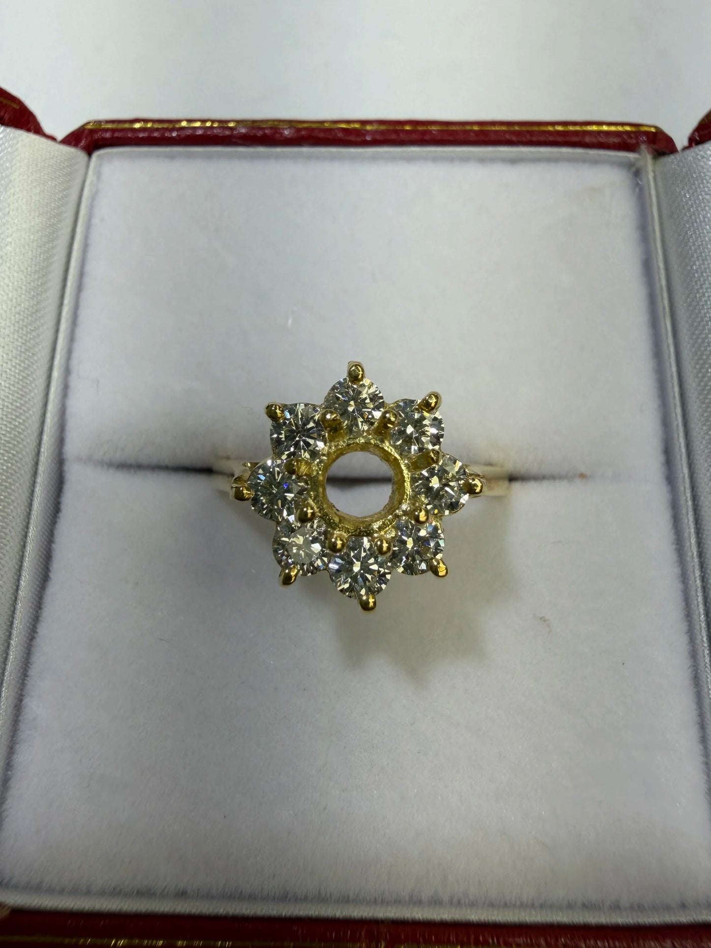 18k Yellow Gold Diamond Halo Engagement Ring