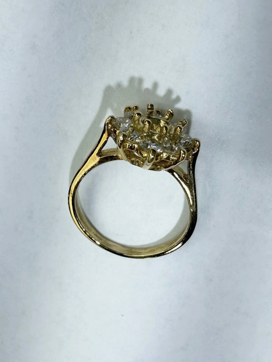 18k Yellow Gold Diamond Halo Engagement Ring