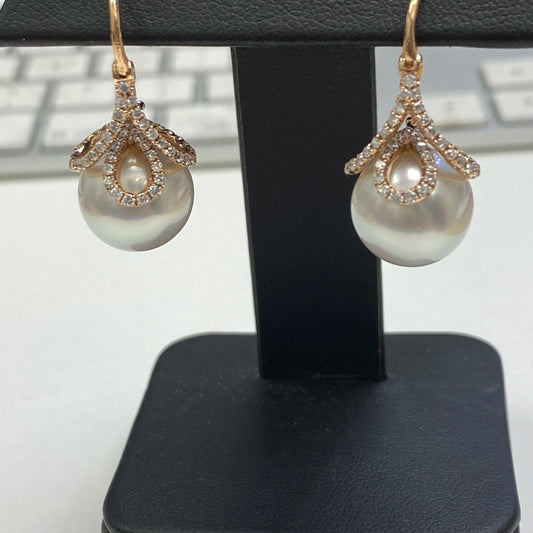 Custom Rose Gold Southsea Pearl Drop Earrings