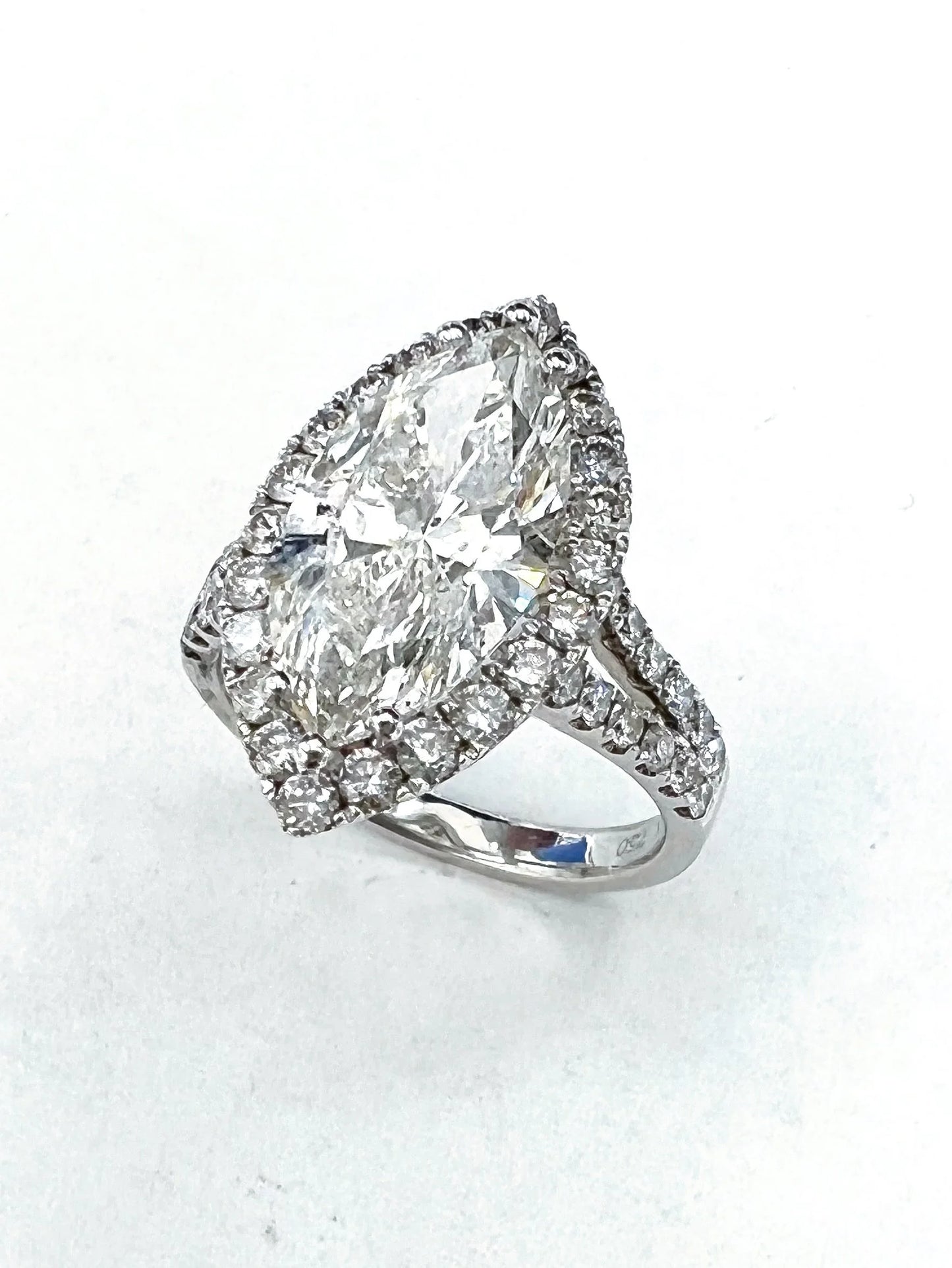 18k White Gold Marquis Natural Diamond Engagement Ring