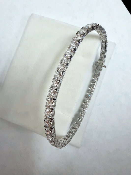 14k White Gold 10 ct tw Lab-Grown Diamond Tennis Bracelet